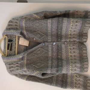 Sigrid Olsen Hand Knitted Silk Mix Button Down Granny'sCore Embellished Cardigan